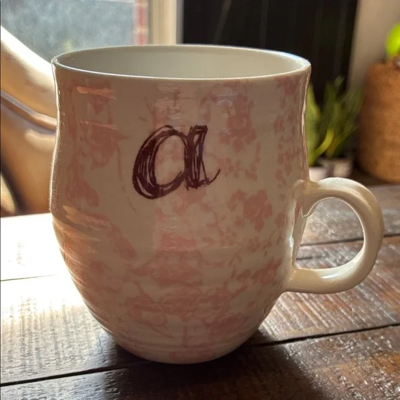 Anthropologie Pink Monogrammed Mug - Picture 1 of 4